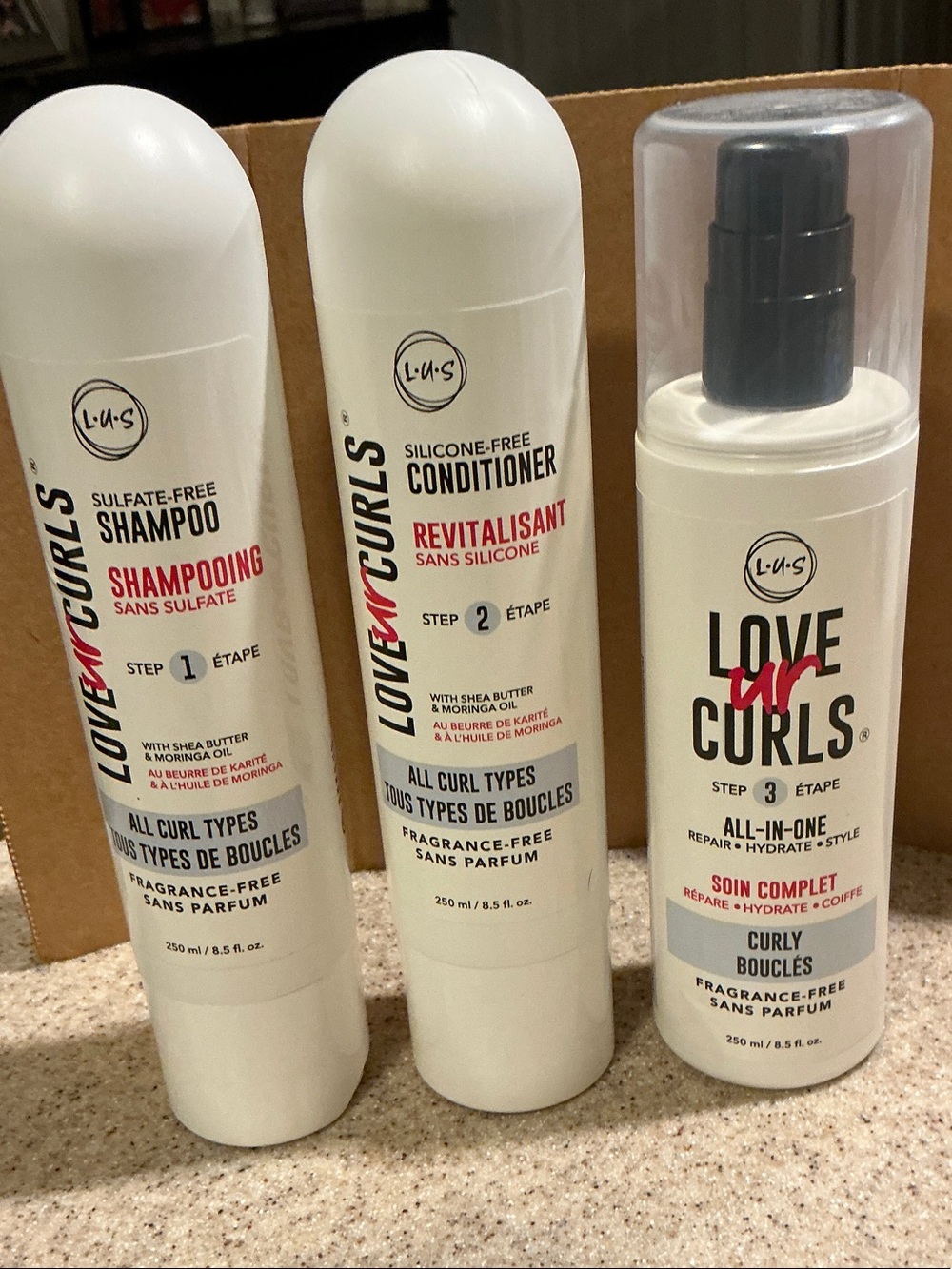 Love UR Curls 3 Pack: Shampoo Conditioner, All-In-One 8.5 oz NEW